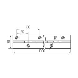 Петля рояльная 1000мм, без покрытия Чертеж