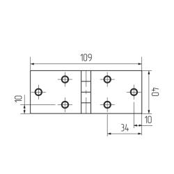 Петля карточная 109х40, цинк (HZN5040) Чертеж