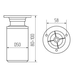 Опора 19527.080C, d-50мм, h-80-100мм, хром Чертеж