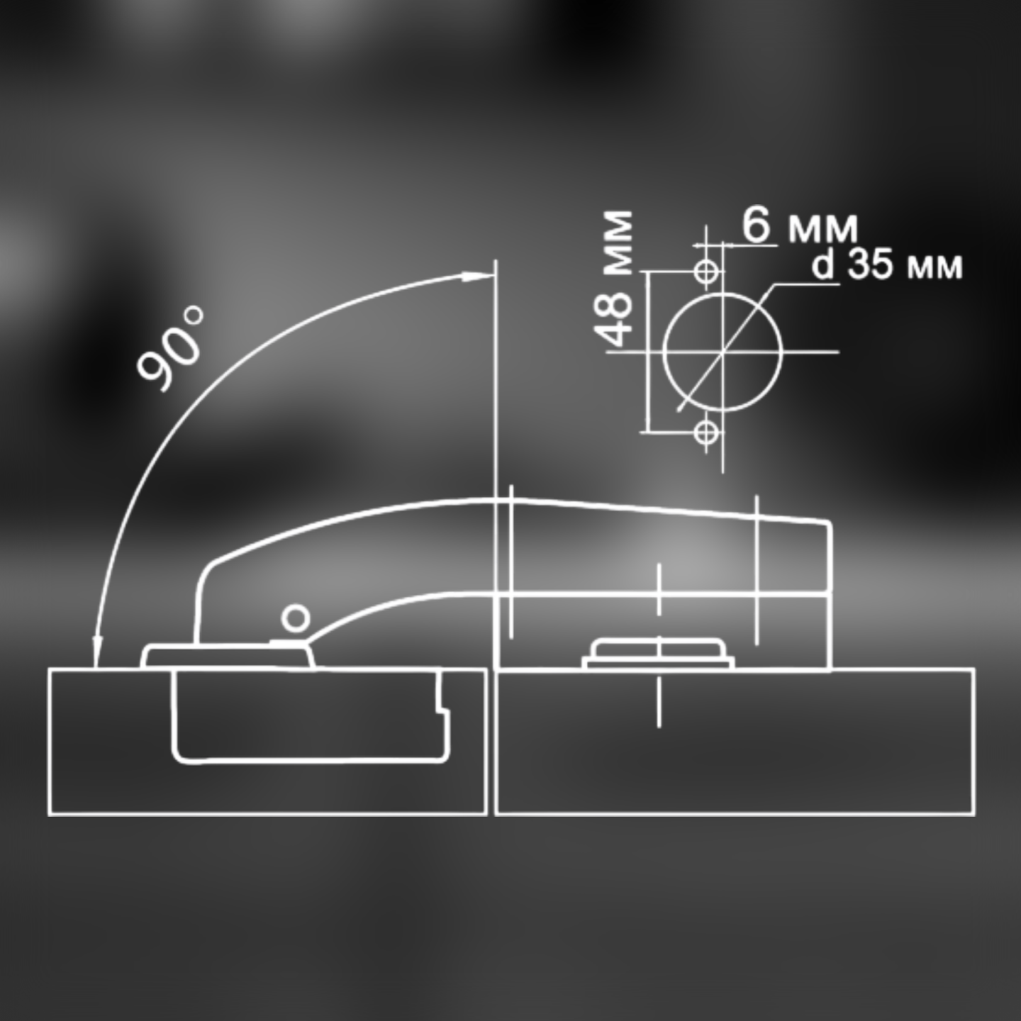 фото Петля угловая 90° Clip-on с доводчиком