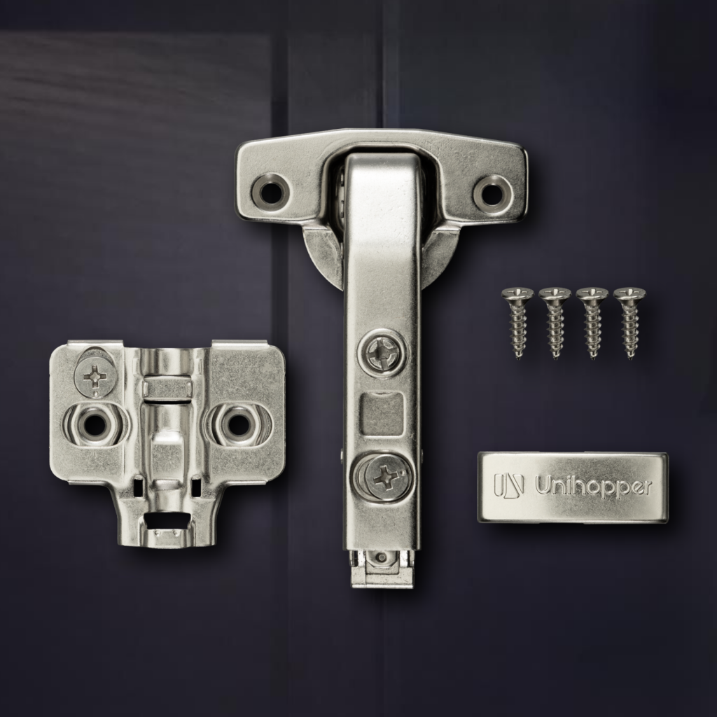 фото Угловая 90° 3D петля UNIHOPPER SETTON с доводчиком, 48 мм, с декоративной накладкой