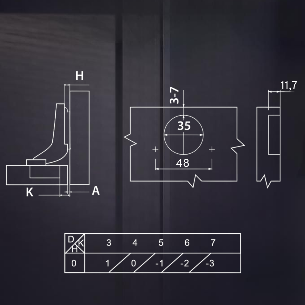 фото Вкладная 3D петля UNIHOPPER SETTON с доводчиком, 48 мм, с декоративной накладкой