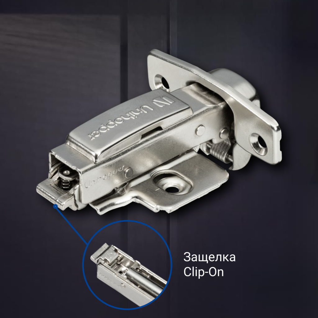 фото Накладная 3D петля UNIHOPPER SETTON с доводчиком, 48мм, с декоративной накладкой