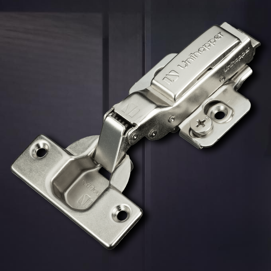 фото Полунакладная 3D петля UNIHOPPER SETTON с доводчиком, 52 мм, с декоративной накладкой