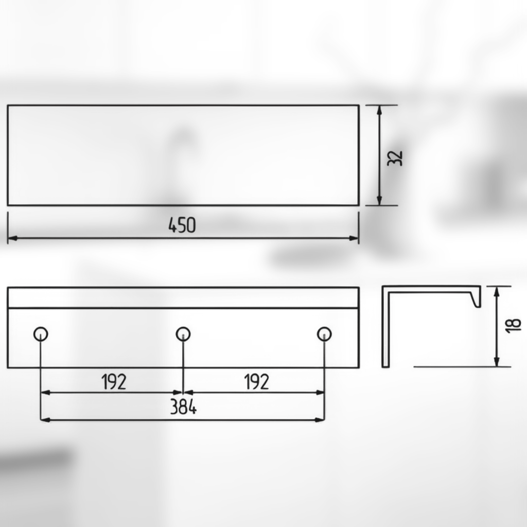 фото Ручка-скоба АТЛАС, 384/450 мм, черный матовый