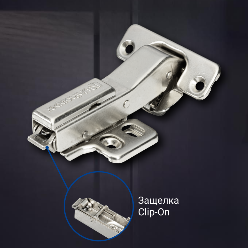 фото Угловая 45° 3D петля UNIHOPPER SETTON с доводчиком, 48 мм, с декоративной накладкой