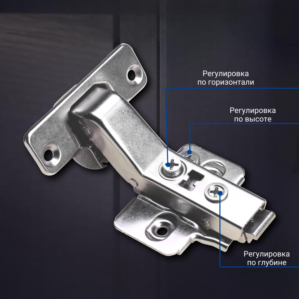 фото Угловая 45° 3D петля UNIHOPPER SETTON с доводчиком, 52 мм, с декоративной накладкой