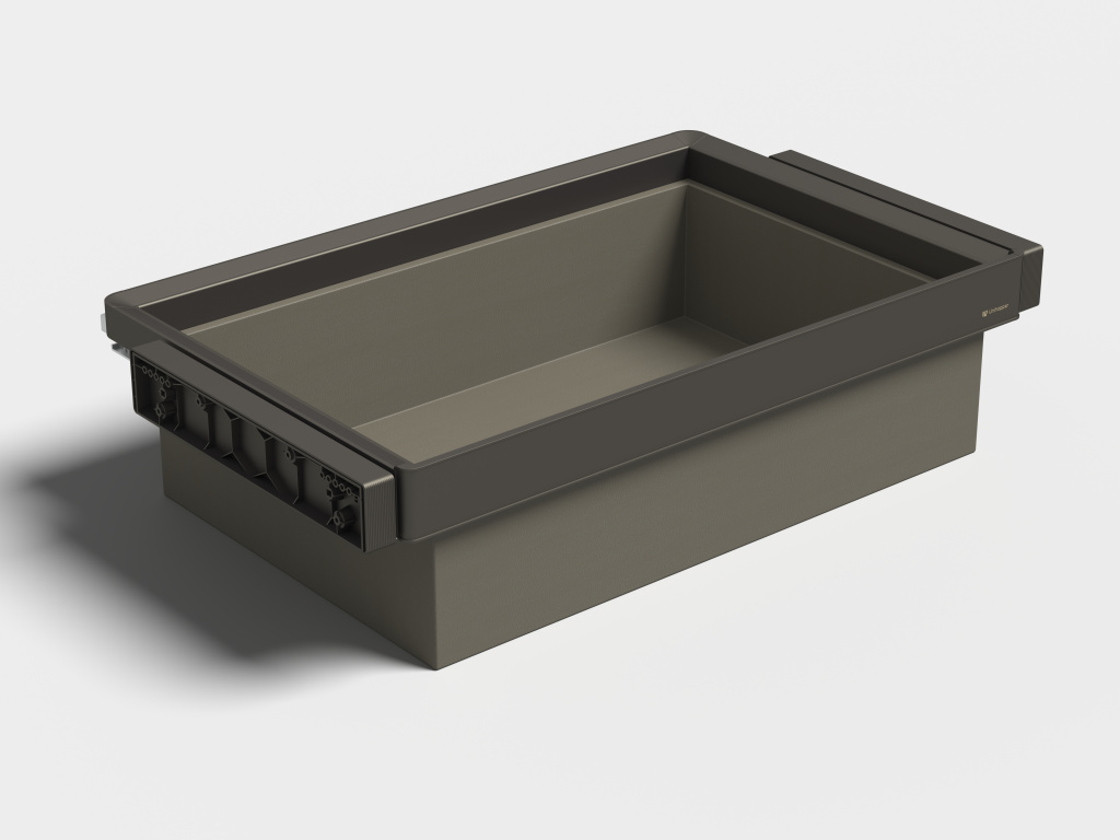 фото Выдвижная корзина серая кожа Unihopper в базу 900мм с доводчиком clip-on MONIKA