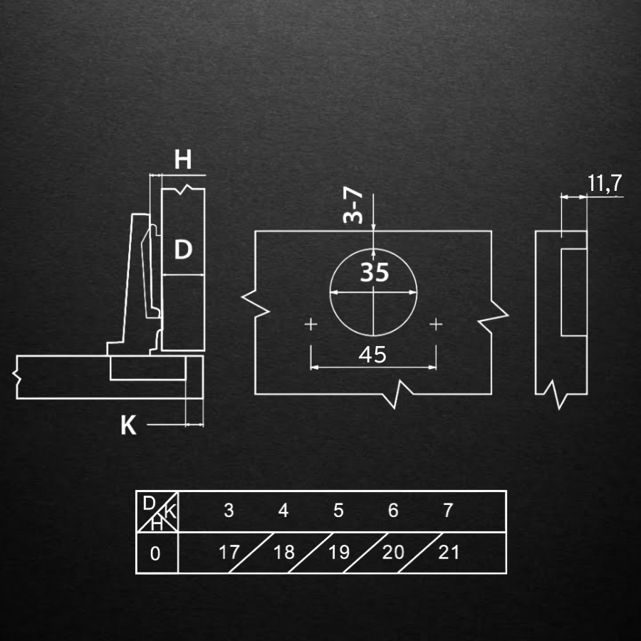 фото Накладная 3D петля UNIHOPPER HUTTON с регулируемым доводчиком, 45мм, с декоративной накладкой, черный никель