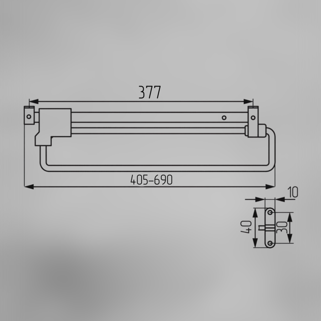 фото Штанга выдвижная 400мм никель RU-008-400