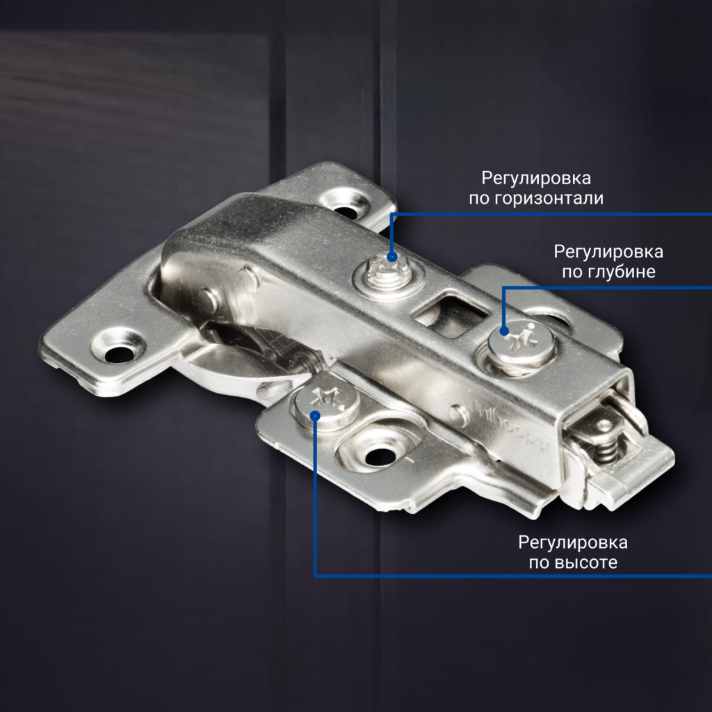 фото Угловая 90° 3D петля UNIHOPPER SETTON с доводчиком, 48 мм, с декоративной накладкой