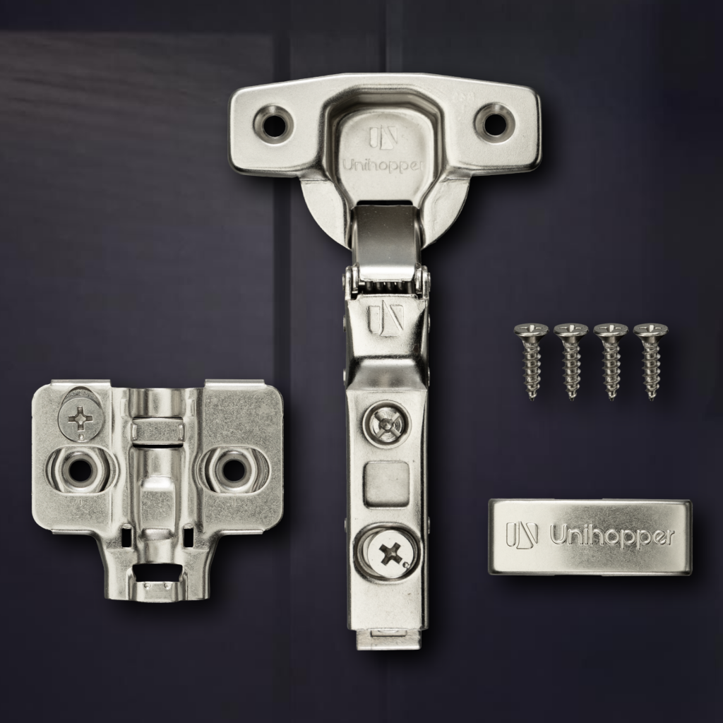 фото Полунакладная 3D петля UNIHOPPER SETTON с доводчиком, 45мм, с декоративной накладкой