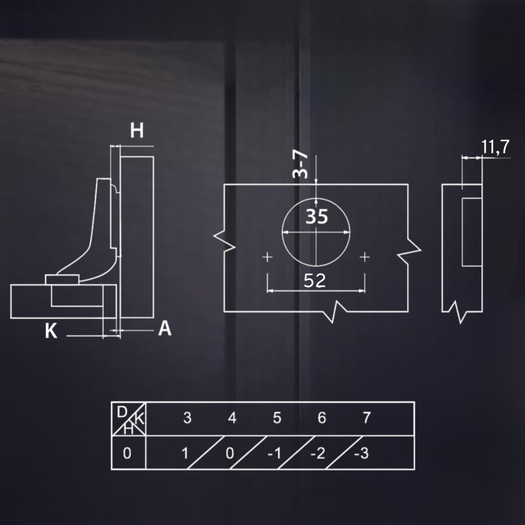 фото Вкладная 3D петля UNIHOPPER SETTON с доводчиком, 52 мм, с декоративной накладкой