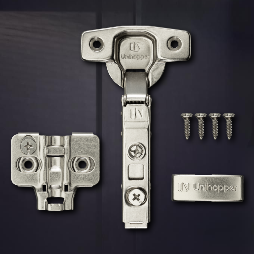 Накладная 3D петля UNIHOPPER SETTON с доводчиком, 45мм, с декоративной накладкой