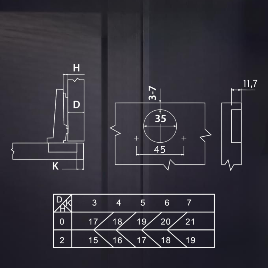фото Угловая 165° 3D петля UNIHOPPER SETTON с доводчиком, 45 мм, с декоративной накладкой