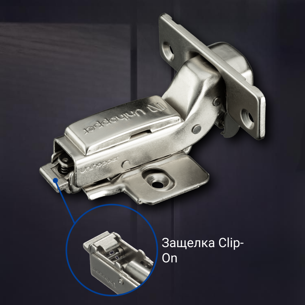 фото Вкладная 3D петля UNIHOPPER SETTON с доводчиком, 52 мм, с декоративной накладкой