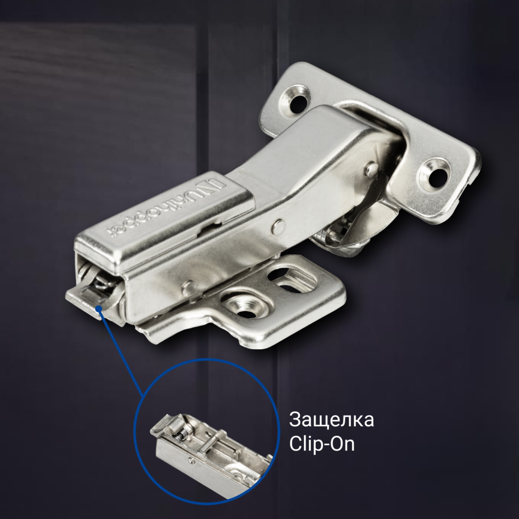 фото Угловая 45° 3D петля UNIHOPPER SETTON с доводчиком, 45мм, с декоративной накладкой