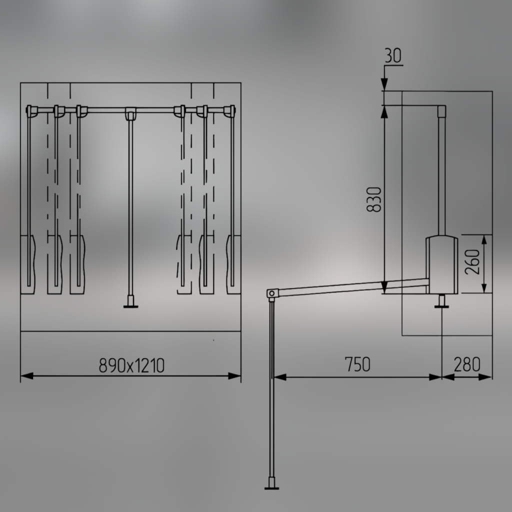 Пантограф алюминиевый 14105.003 830-1150мм