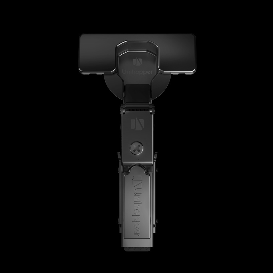 фото Полунакладная петля UNIHOPPER HUTTON с регулируемым доводчиком, с линейной планкой, 45мм, черный никель