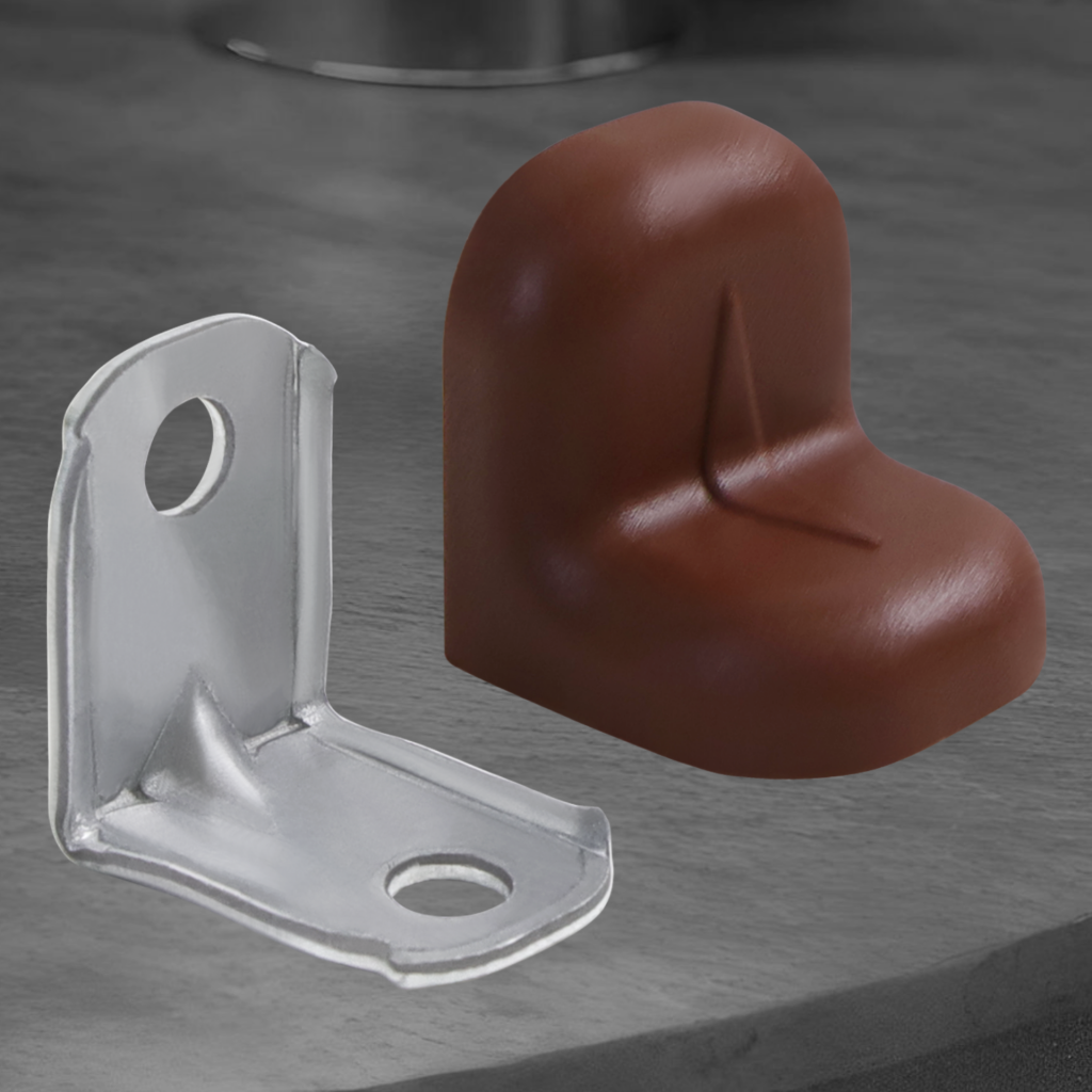 фото Уголок крепежный с пластиковой крышкой, вишня