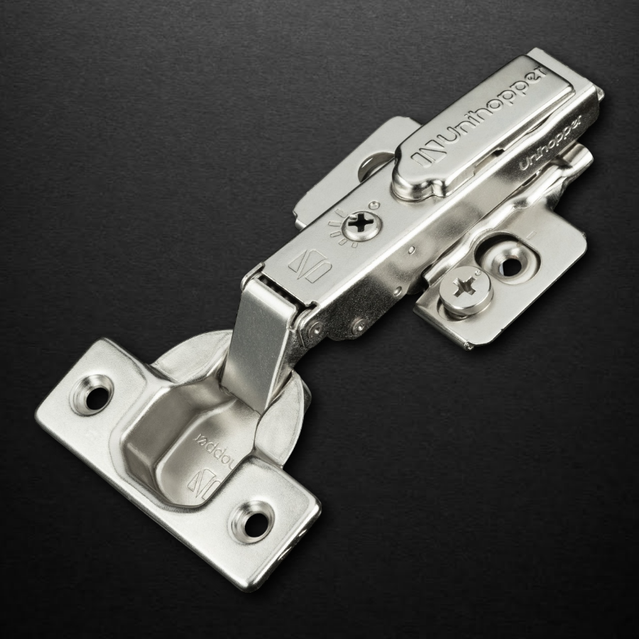 фото Накладная 3D петля UNIHOPPER HUTTON с регулируемым доводчиком, 45мм,  планка H2, с декоративной накладкой, никель