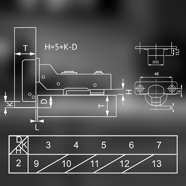 фото Петля полунакладная MF-201В, Slide-on