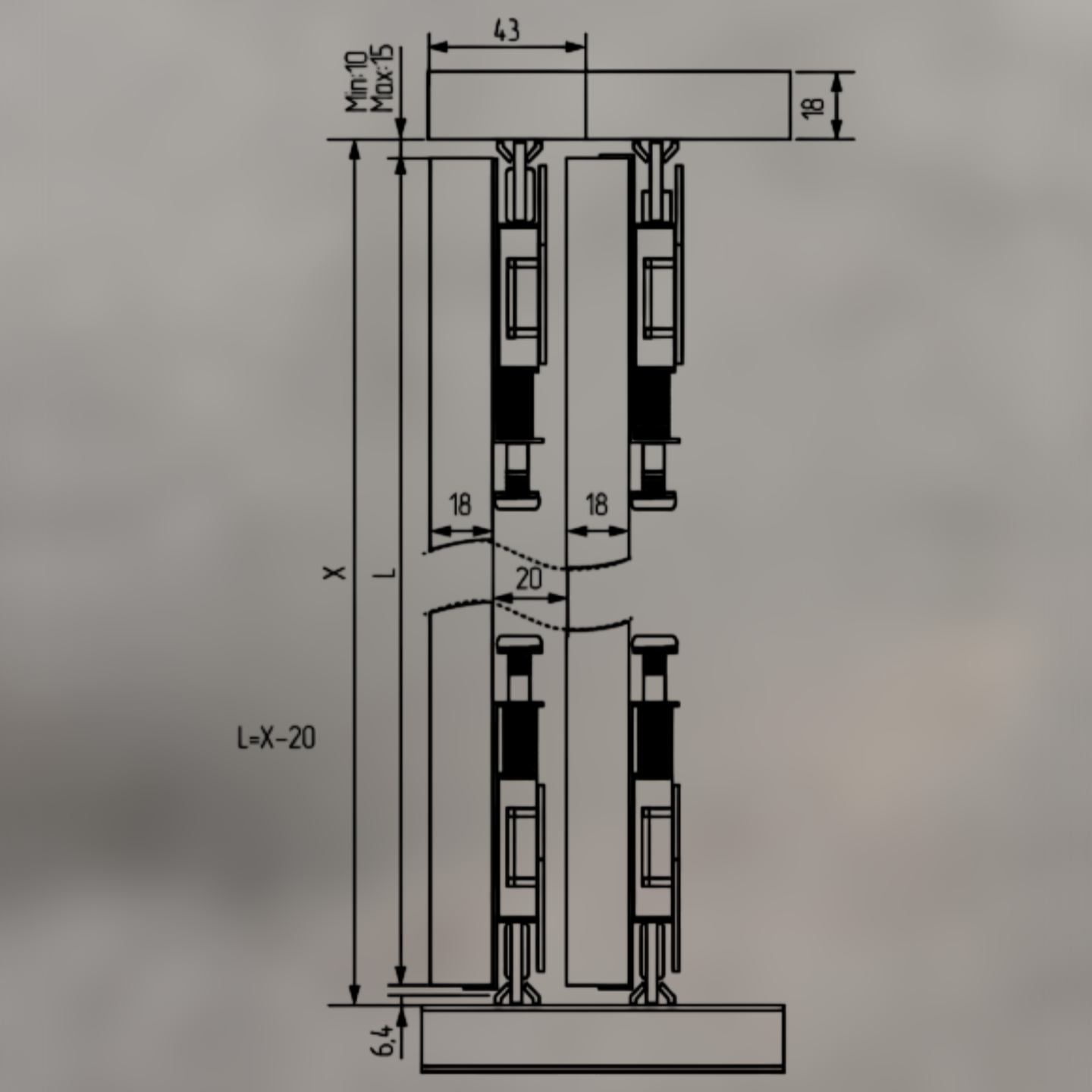 фото PKM-70M комплект роликов  на одну дверь (4 ролика+2 стопора+2 винтика) MEPA Турция