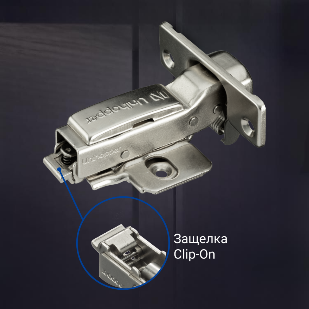 фото Накладная 3D петля UNIHOPPER SETTON с доводчиком, 52мм, с декоративной накладкой