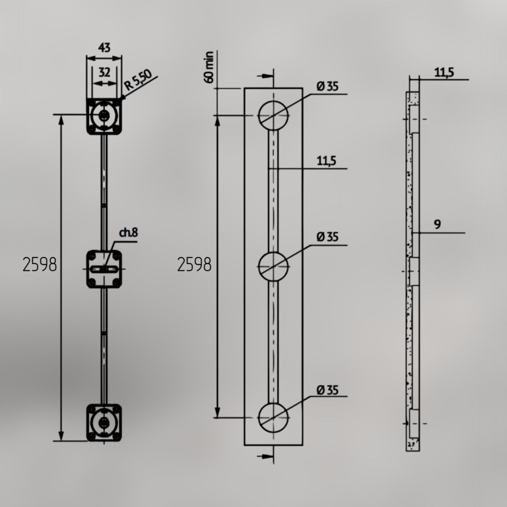 фото Корректор фасада врезной TN101, регулировка посередине 2598 мм