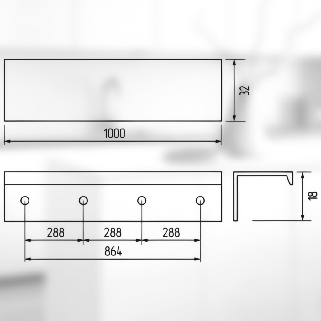 фото Ручка-скоба АТЛАС, 864/1000 мм, черный матовый