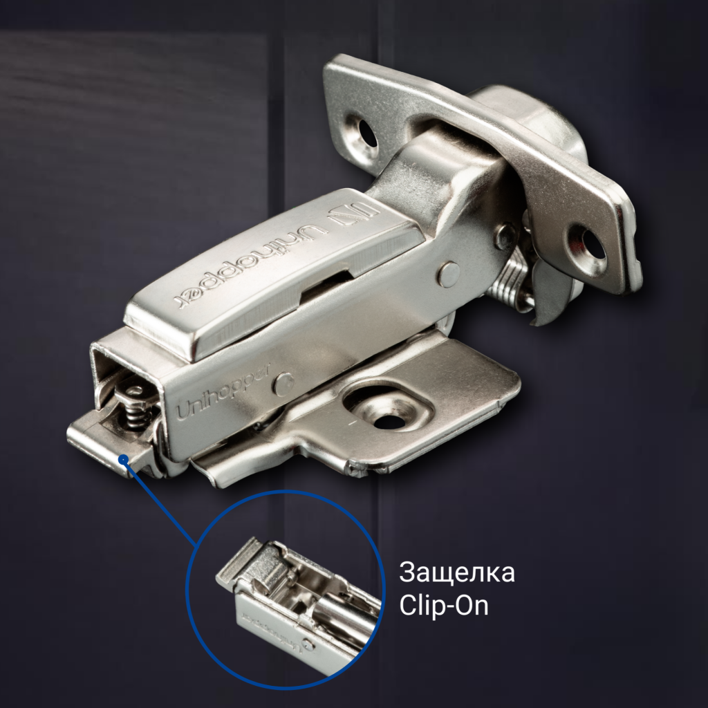 фото Полунакладная 3D петля UNIHOPPER SETTON с доводчиком, 48 мм, с декоративной накладкой