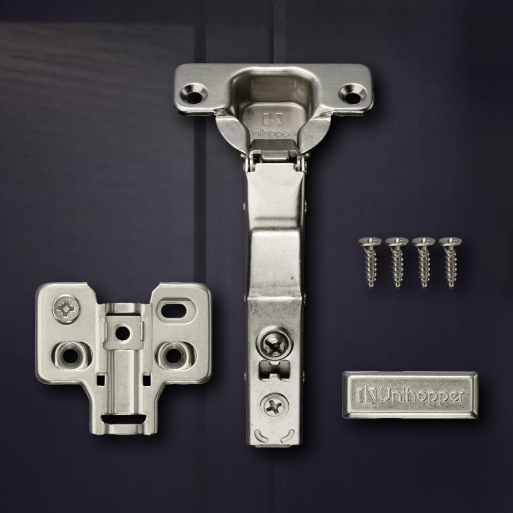 фото Угловая 45° 3D петля UNIHOPPER SETTON с доводчиком, 48 мм, с декоративной накладкой