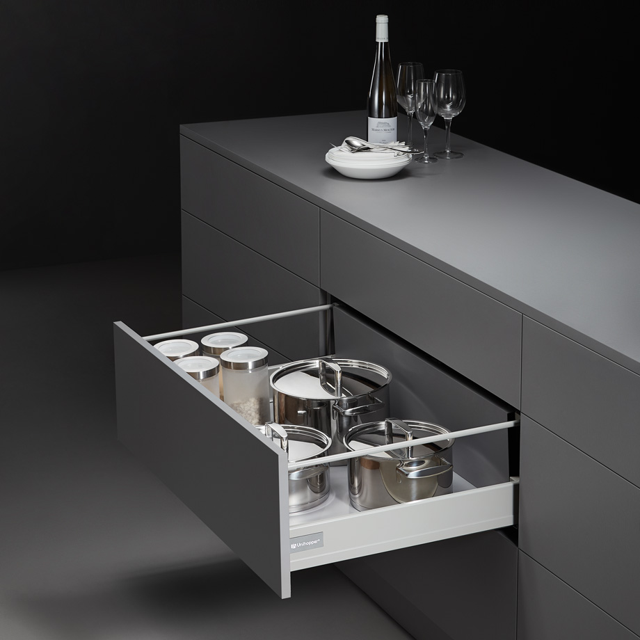 фото Комплект выдвижного ящика Unihopper Mental box - 2, H80*500мм, графит, с соединением задней стенки