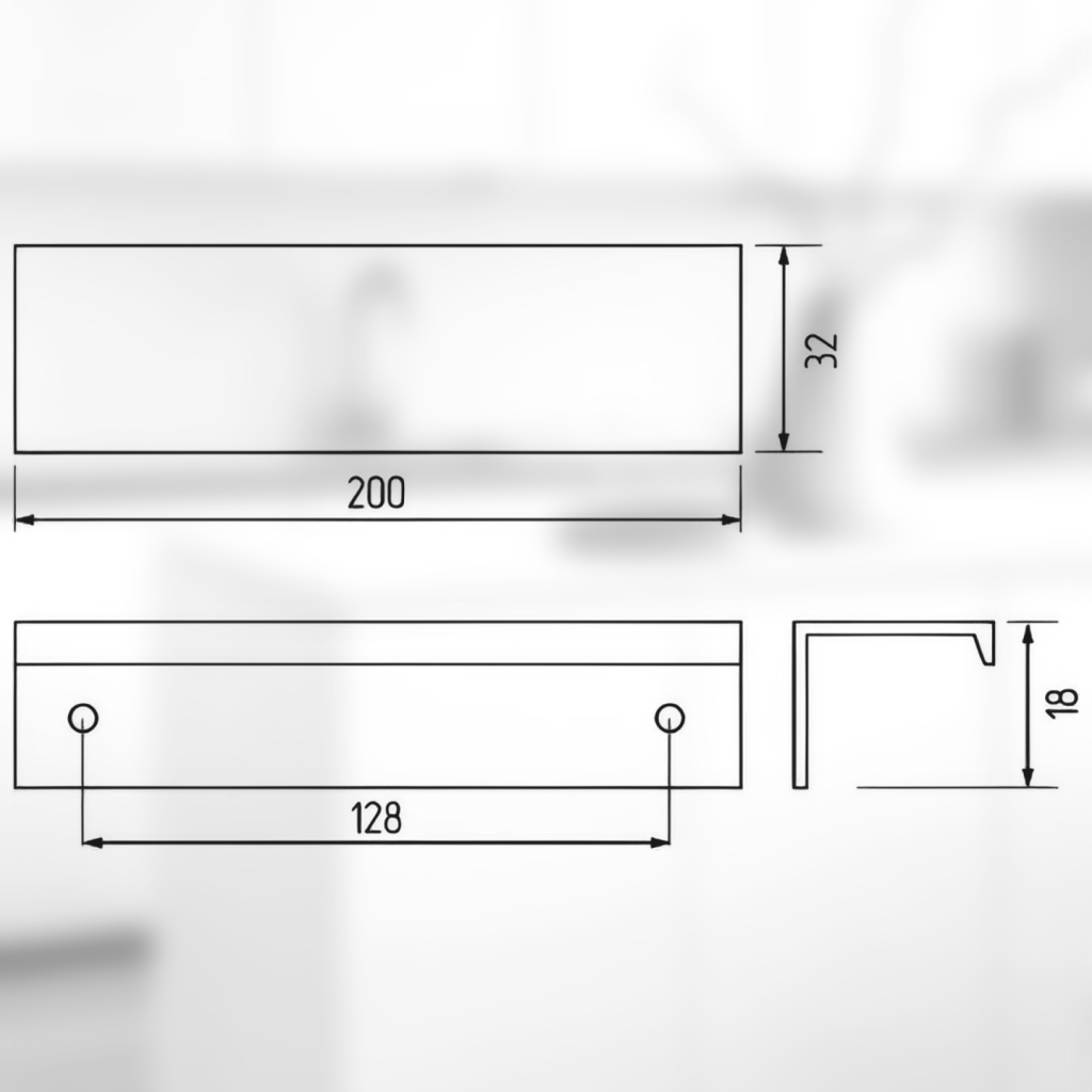 фото Ручка-скоба АТЛАС, 128/200 мм, черный матовый