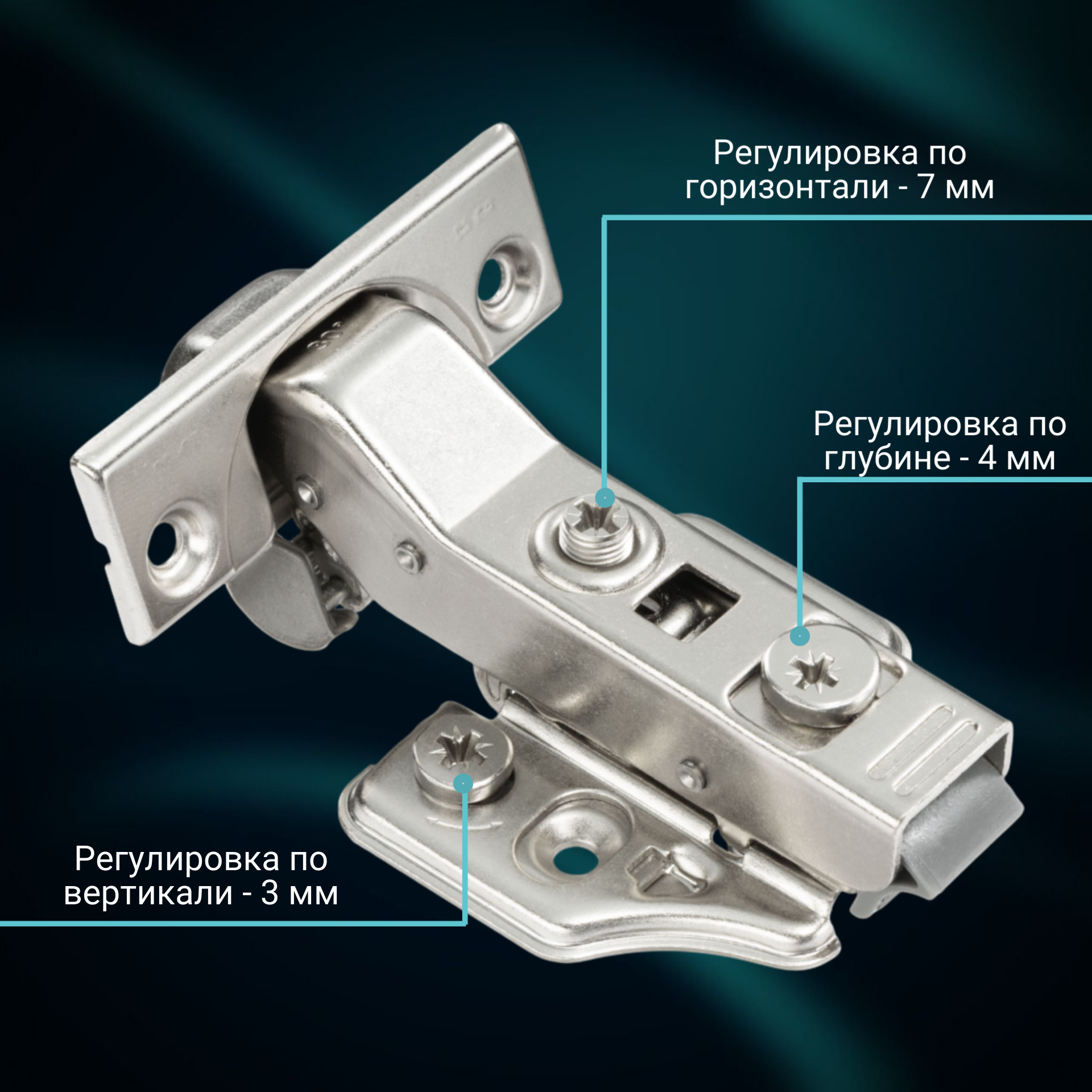 фото Петля угловая 30° MF Prima All-2-Way 3D, Clip-on, доводчиком, мягкий ход, никель