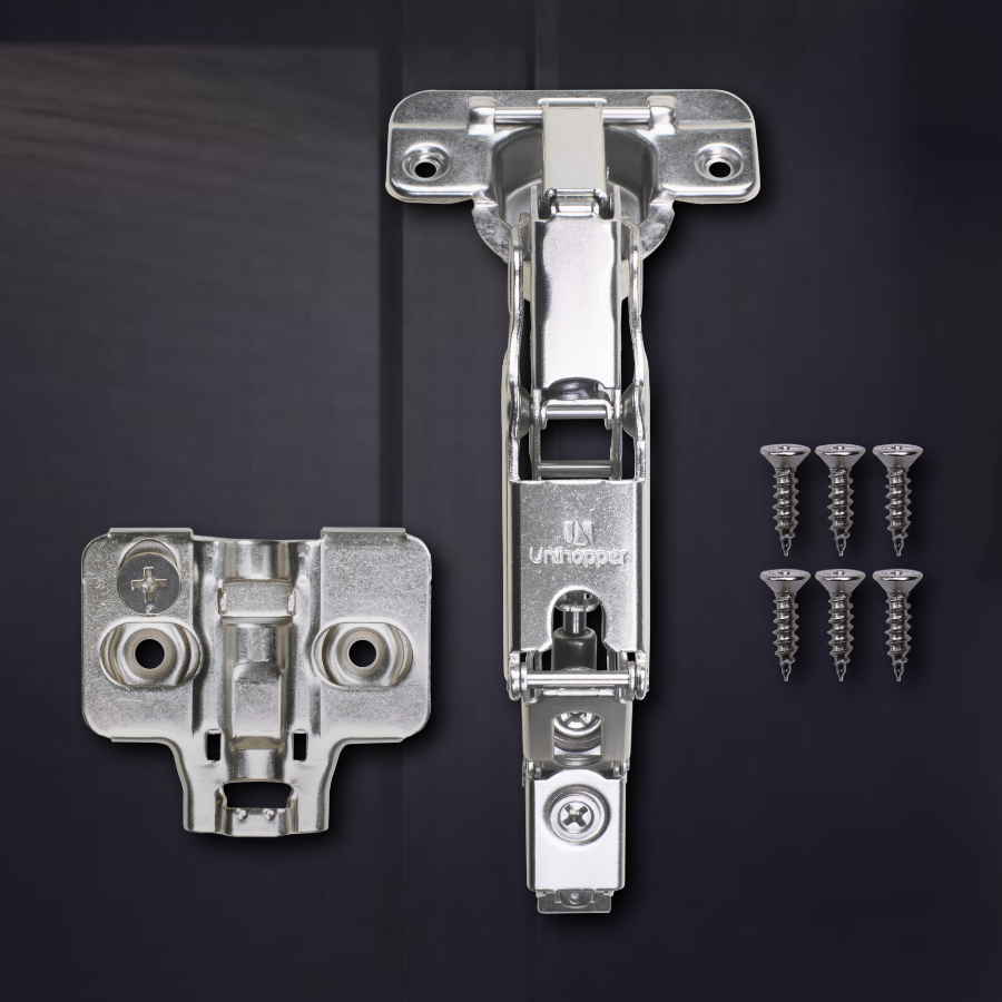 фото Угловая 165° 3D петля UNIHOPPER SETTON с доводчиком, 52 мм, с декоративной накладкой