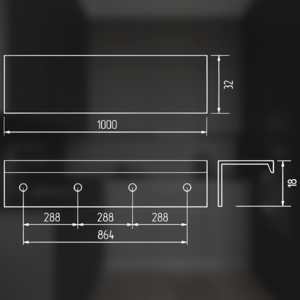 фото Ручка-скоба АТЛАС, 864/1000 мм, хром матовый