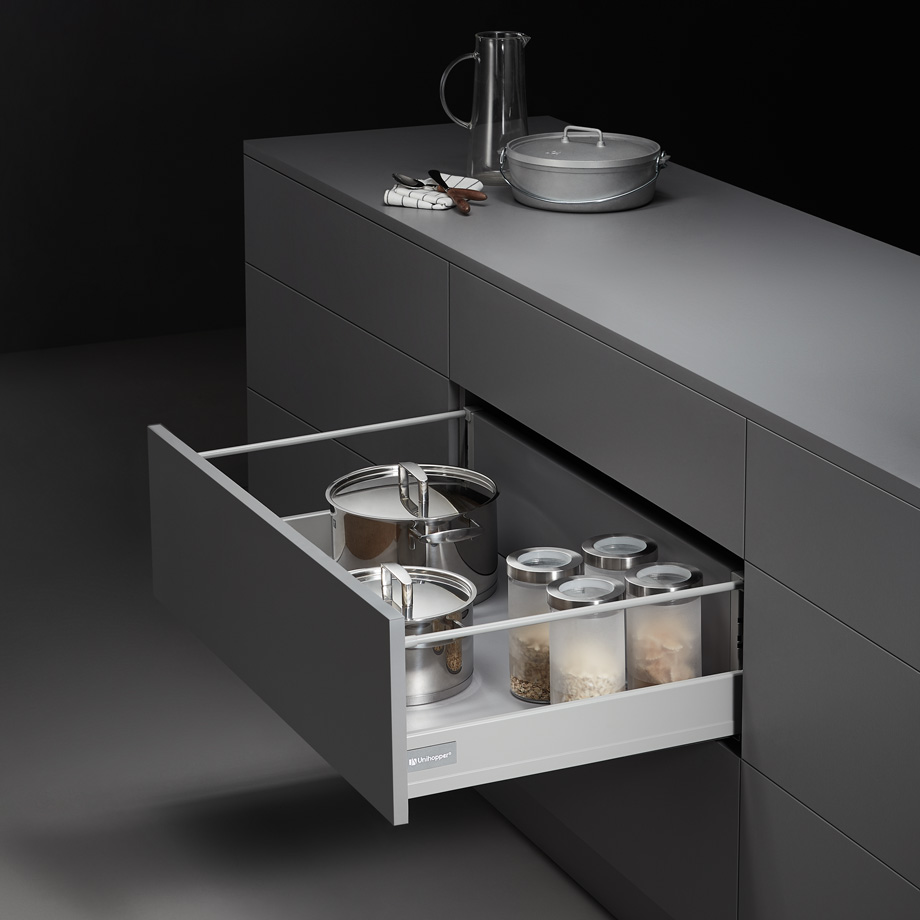 фото Комплект выдвижного ящика Unihopper Mental box - 2, H80*500мм, графит, с соединением задней стенки