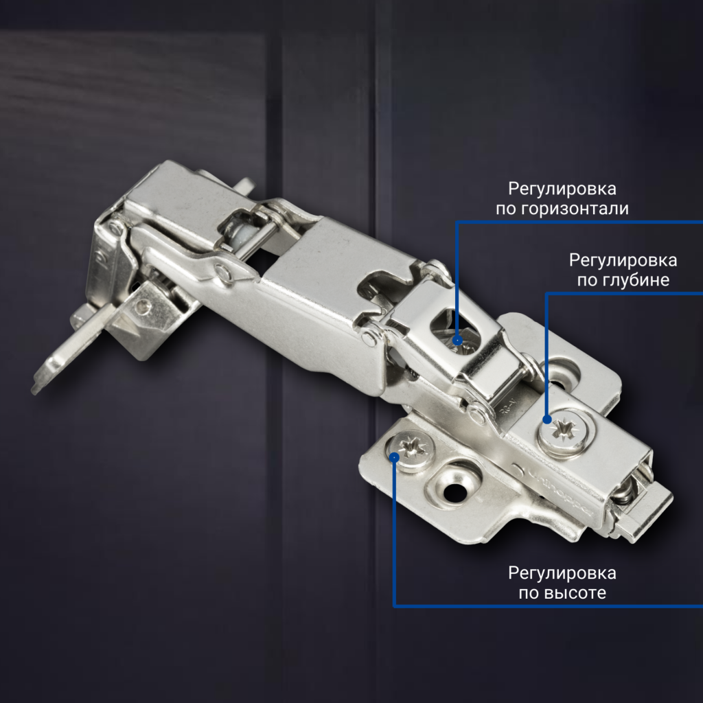 фото Угловая 165° 3D петля UNIHOPPER SETTON с доводчиком, 45 мм, с декоративной накладкой