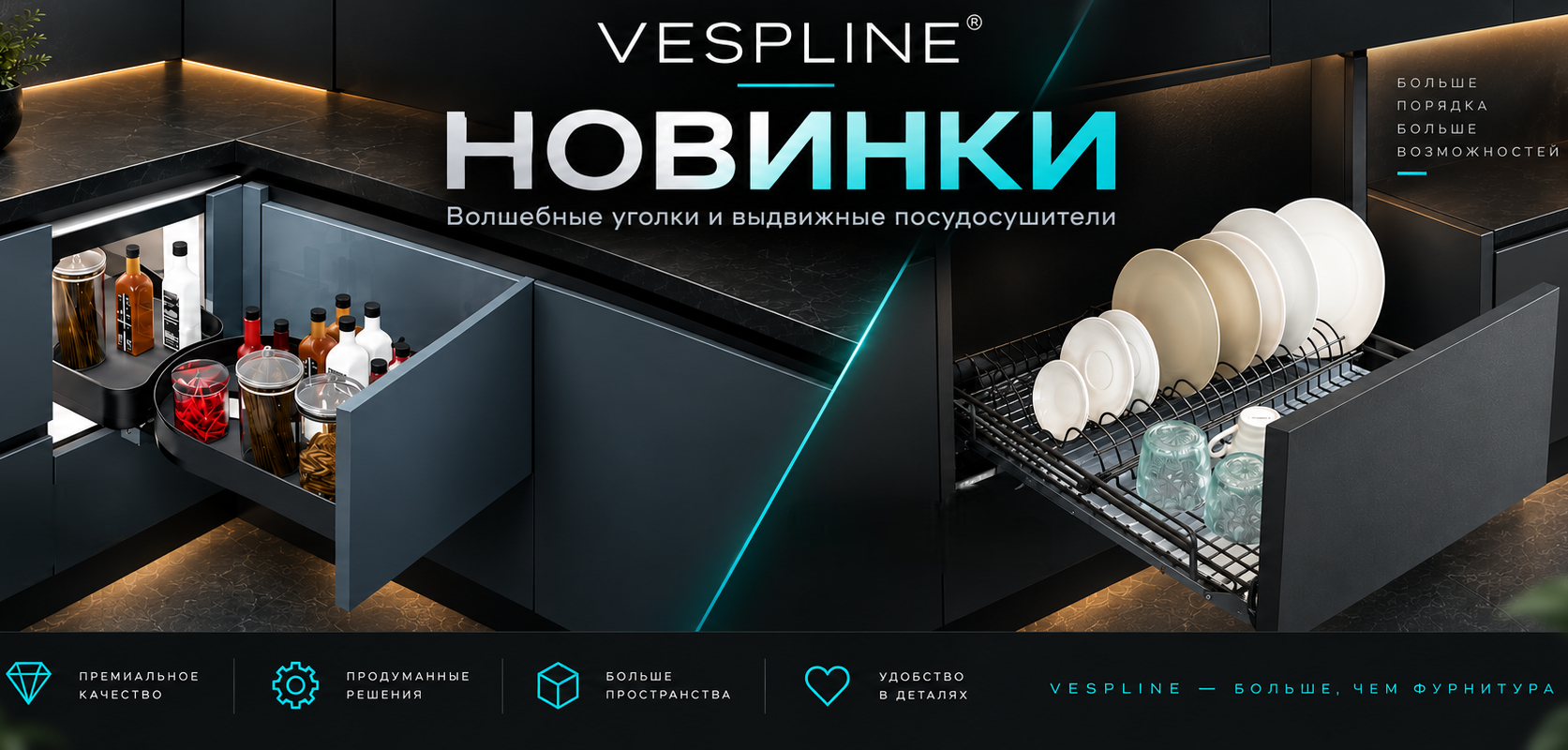 Расширение серии VESPLINE: новые решения для удобной кухни