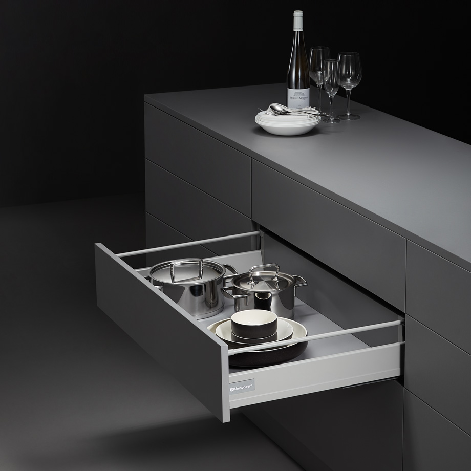 фото Комплект выдвижного ящика Unihopper Mental box - 2, H80*500мм, графит, с соединением задней стенки