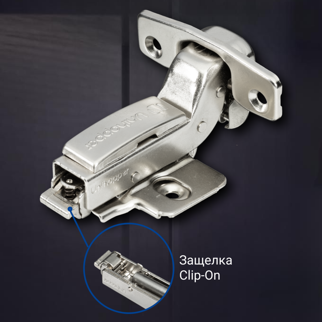 фото Вкладная 3D петля UNIHOPPER SETTON с доводчиком, 48 мм, с декоративной накладкой