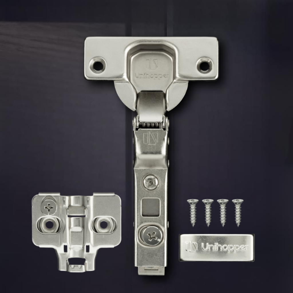 фото Полунакладная 3D петля UNIHOPPER SETTON с доводчиком, 52 мм, с декоративной накладкой