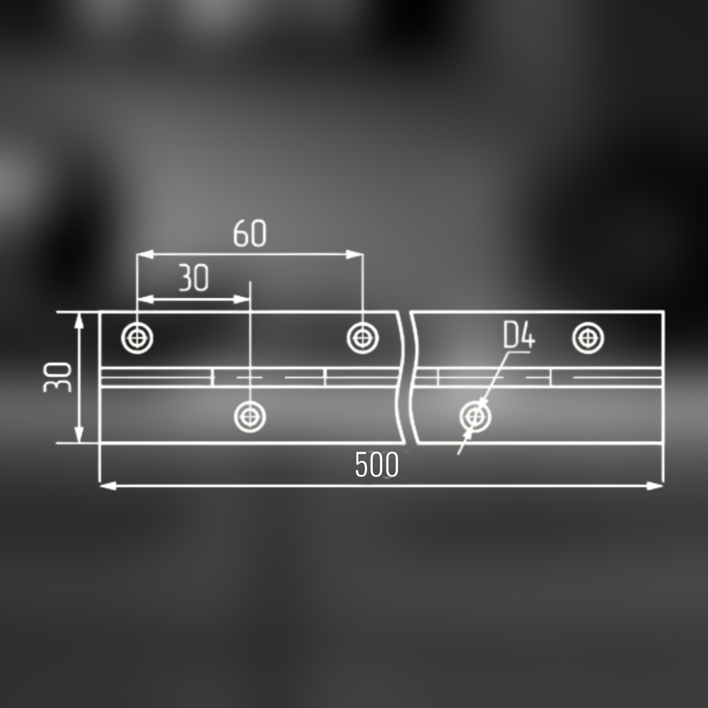 фото Петля рояльная 500мм, цинк белый