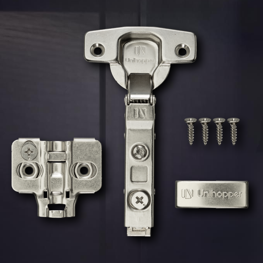 фото Накладная 3D петля UNIHOPPER SETTON с доводчиком, 48мм, с декоративной накладкой