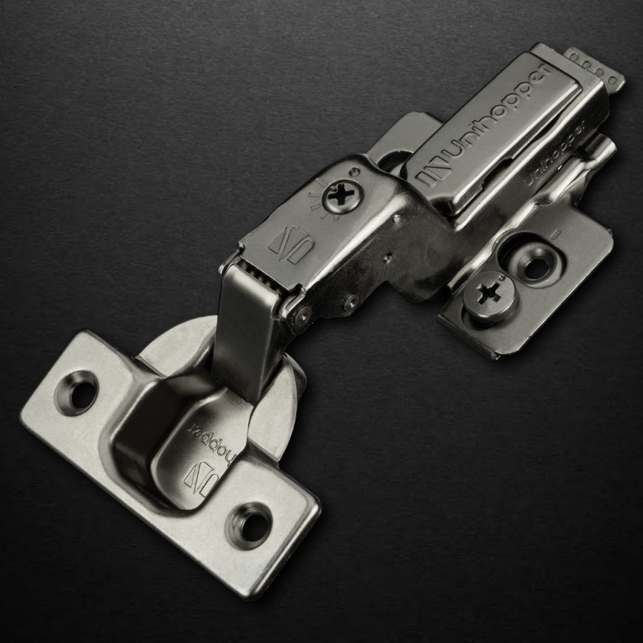 фото Вкладная 3D петля UNIHOPPER HUTTON с регулируемым доводчиком, 45мм, с декоративной накладкой, черный никель