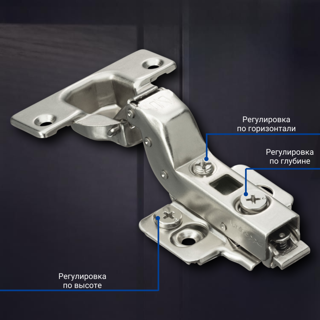 фото Вкладная 3D петля UNIHOPPER SETTON с доводчиком, 52 мм, с декоративной накладкой