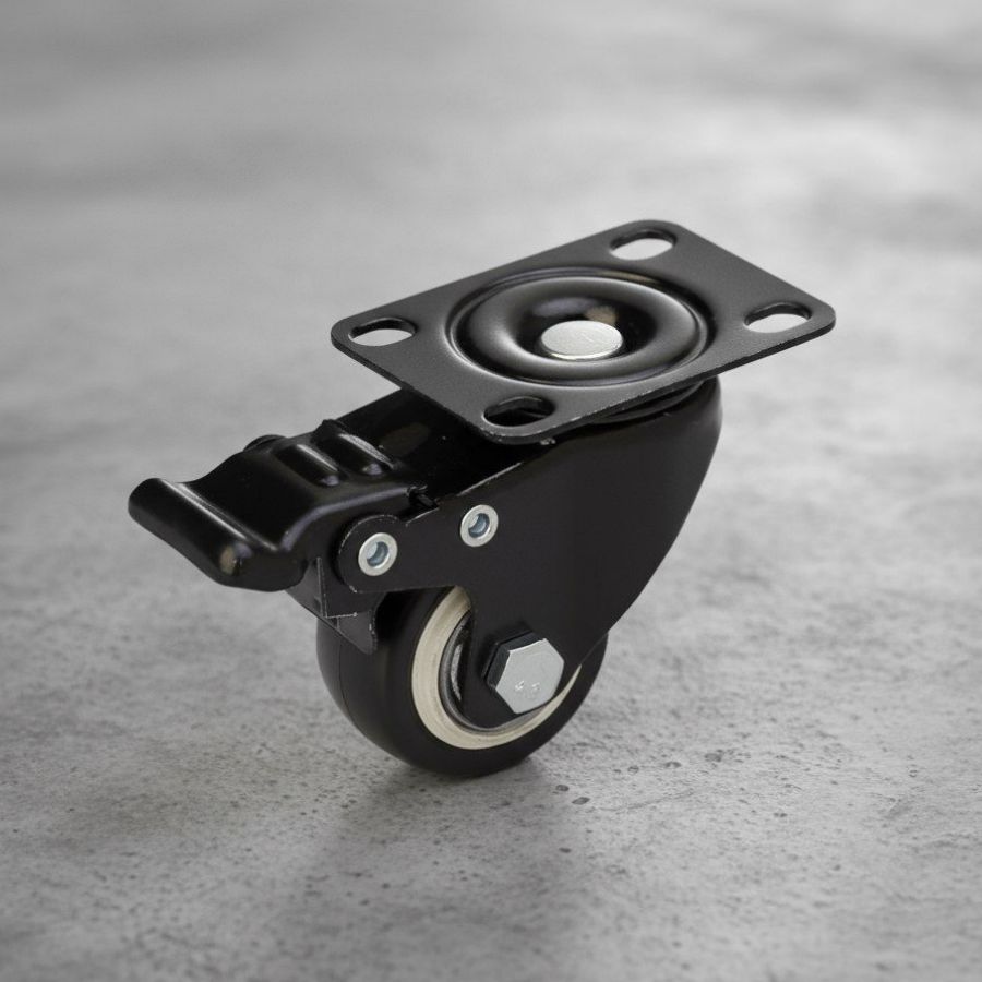 фото Колесная опора усиленная с поворотной площадкой d 40 мм с тормозом