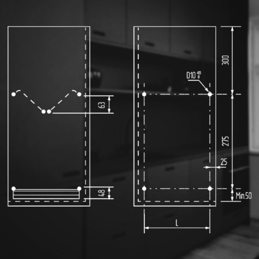 фото Посудосушитель в цвете "серый графит" из нержавеющей стали в шкаф 500 мм