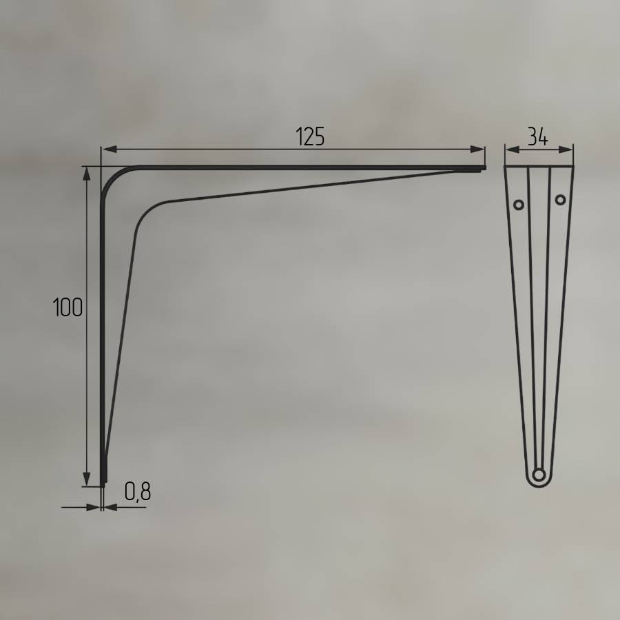 фото Полкодержатель 39105.002 100х34х125 сталь 0,8мм, белый